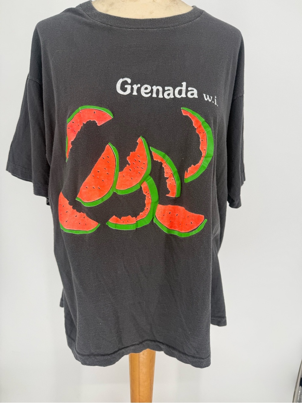 VTG Gray Grenada W.I. Short Sleeve T-Shirt with Watermelon sz Small